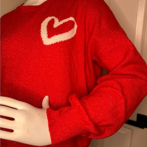 Talbots Red Sweater with Heart Design - Picture 3 of 9